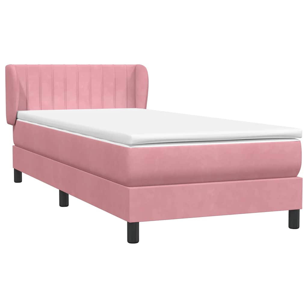 Box spring krevet s madracem ružičasti 90x220 cm baršunasti