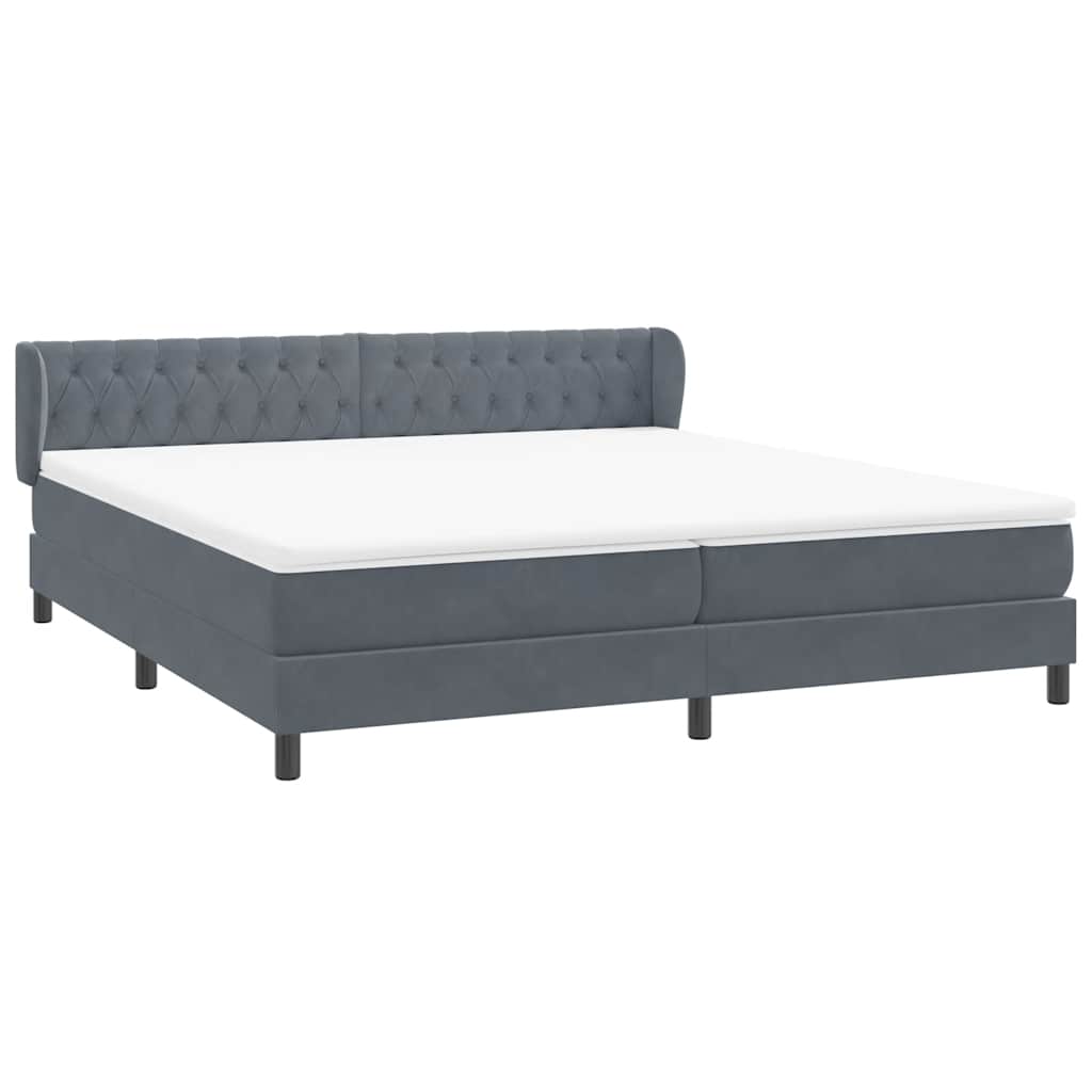 Box Spring krevet s madracima tamno sivi 180x210 cm baršun