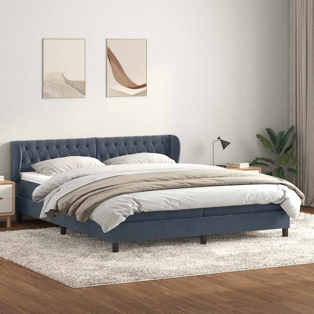 Box Spring krevet s madracima tamno sivi 180x210 cm baršun