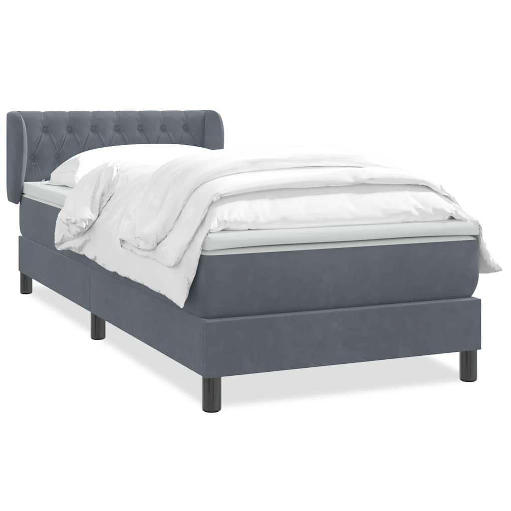 Box spring krevet s madracem tamnosivi 80 x 220 cm baršunasti