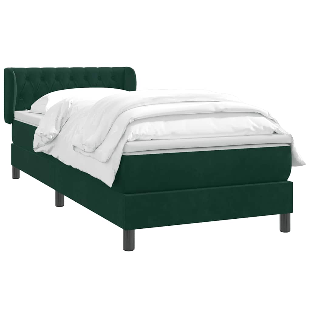 Box Spring krevet s madracem tamnozeleni 80x220 cm baršun
