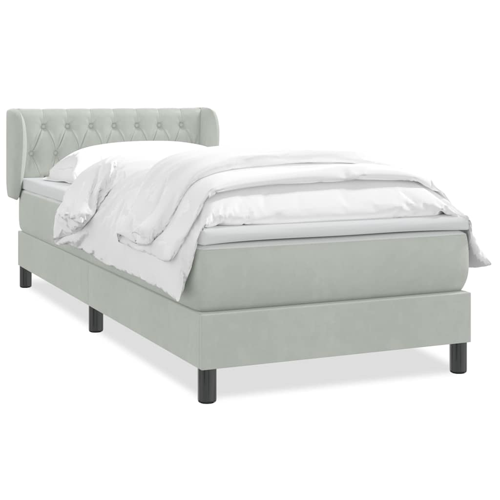 Box Spring krevet s madracem svijetlo sivi 90x220 cm baršun