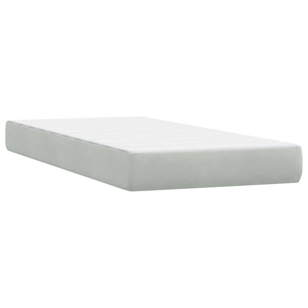 Box Spring krevet s madracem svijetlo sivi 90x220 cm baršun