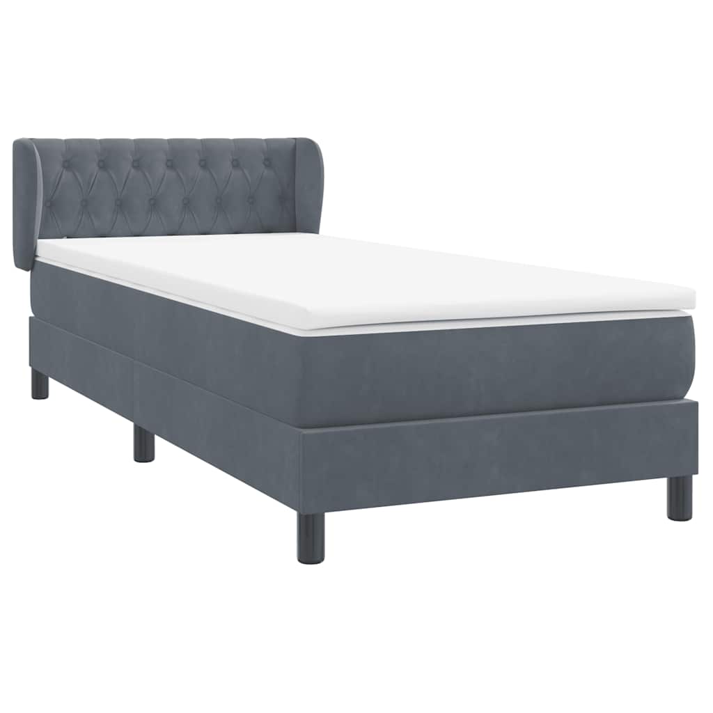 Box spring krevet s madracem tamnosivi 90x220 cm baršunasti