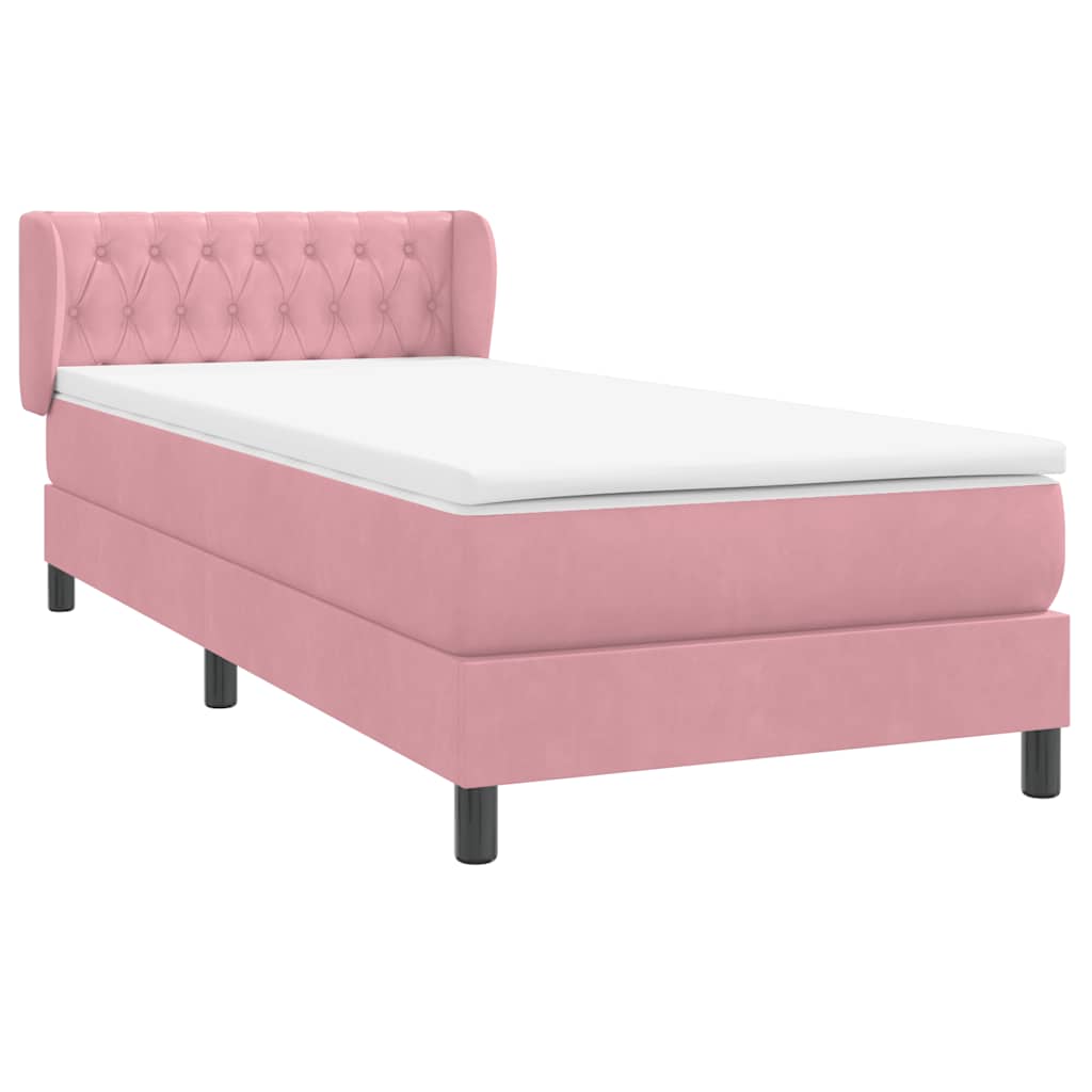 Box spring krevet s madracem ružičasti 90x220 cm baršunasti