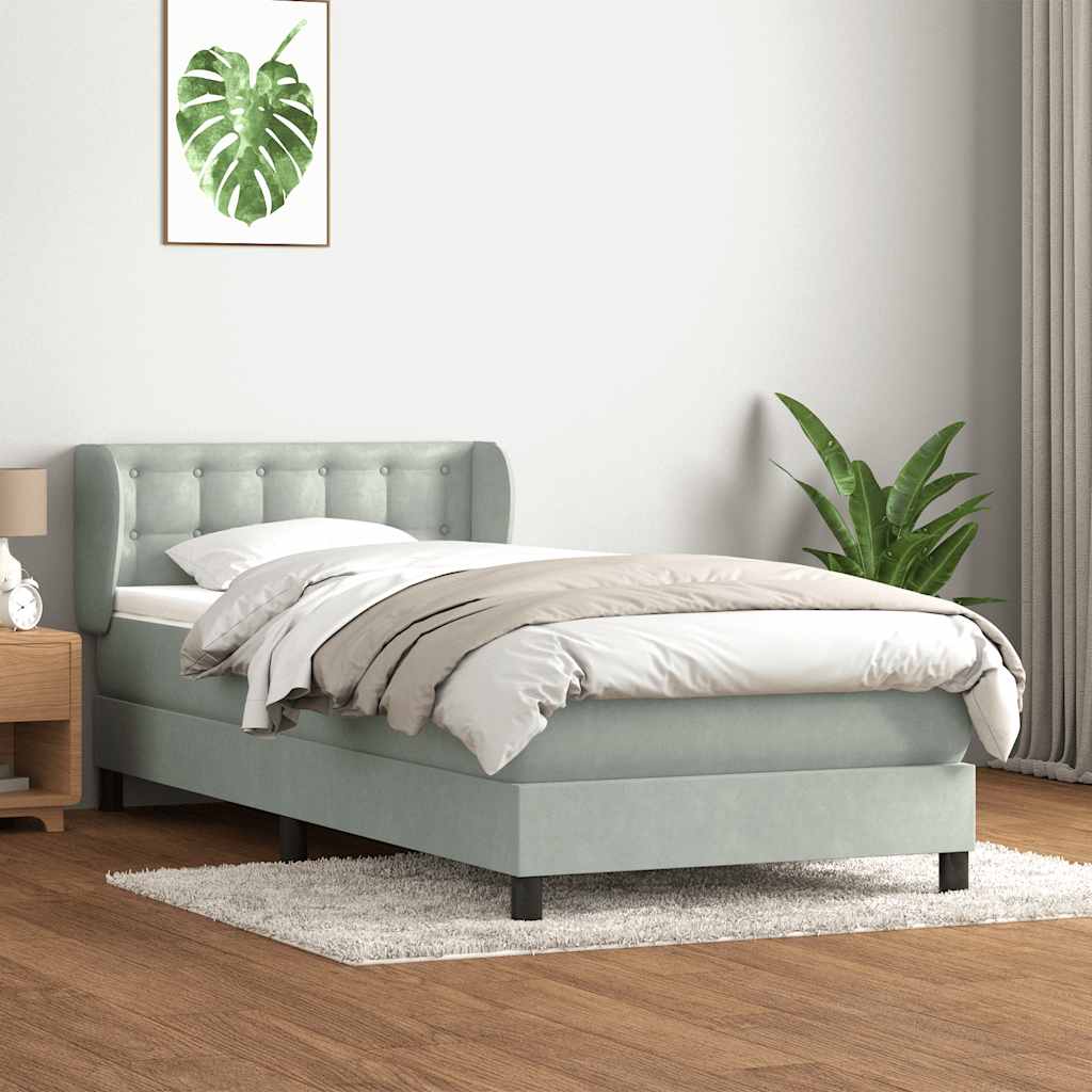Box Spring krevet s madracem svijetlo sivi 80x210 cm baršun