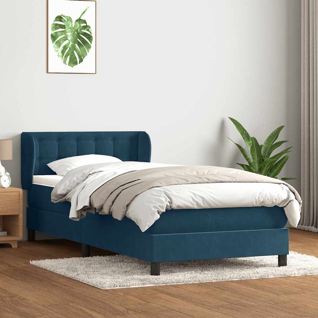 Box Spring krevet s madracem tamnoplavi 80x210 cm baršun
