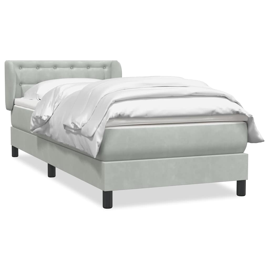 Box Spring krevet s madracem svijetlo sivi 90x210 cm baršun