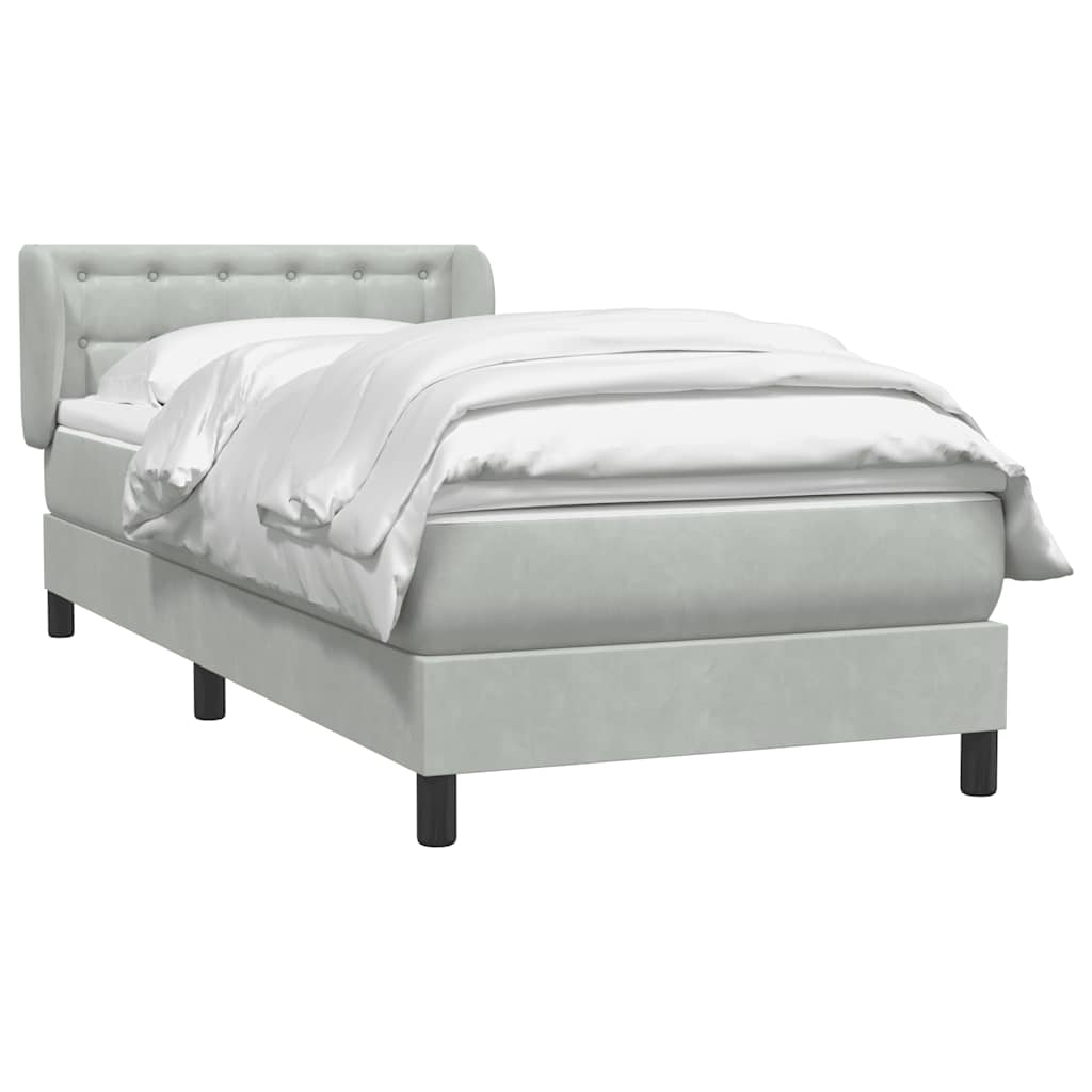 Box Spring krevet s madracem svijetlo sivi 90x210 cm baršun
