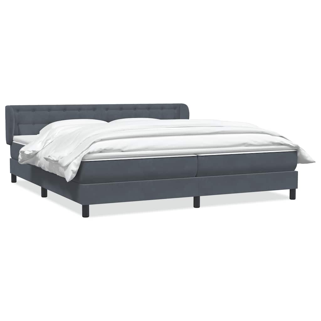 Box Spring krevet s madracima tamno sivi 180x210 cm baršun