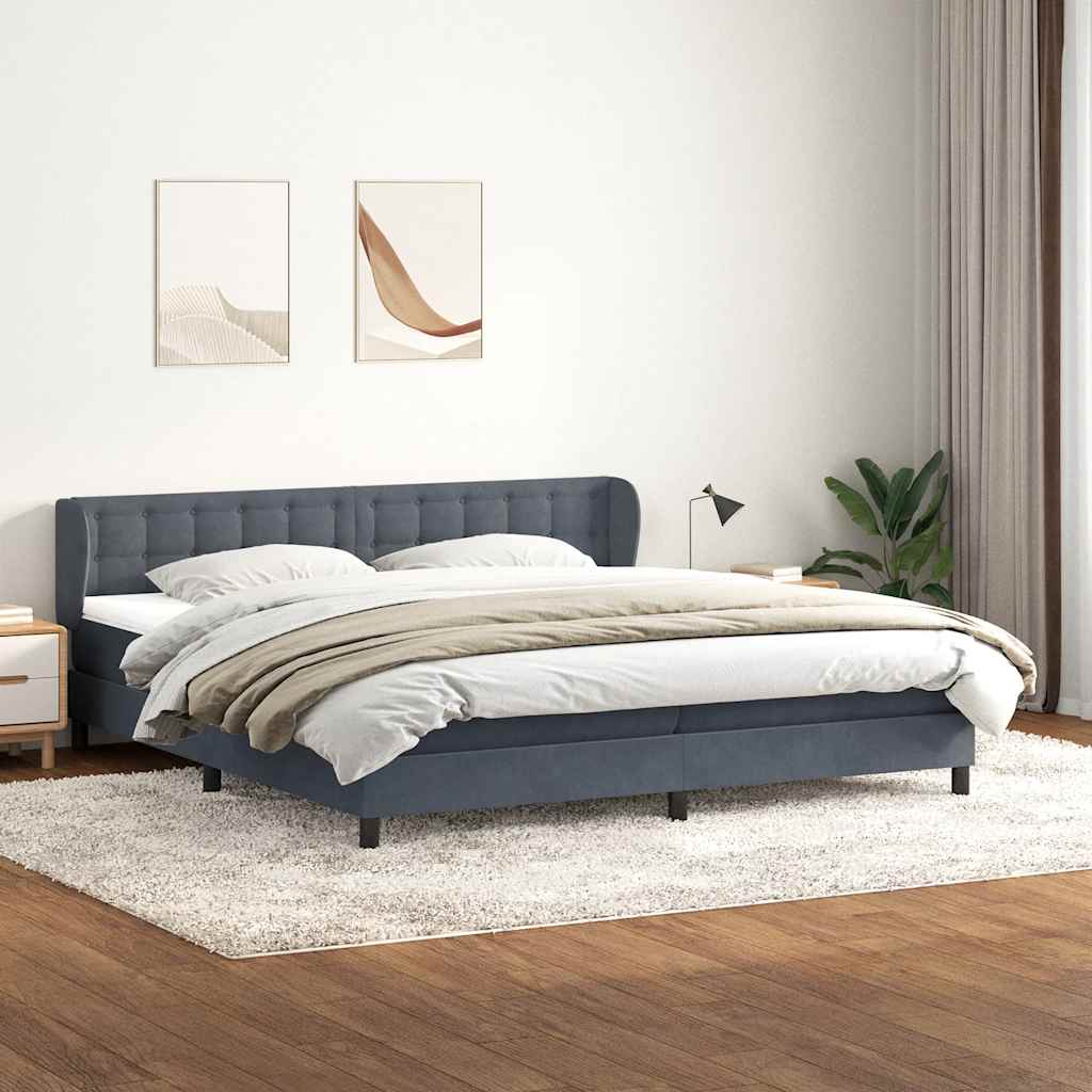 Box Spring krevet s madracima tamno sivi 180x210 cm baršun