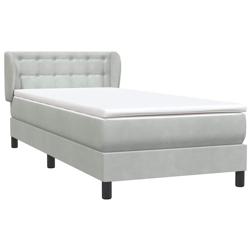 Box Spring krevet s madracem svijetlo sivi 80x220 cm samt