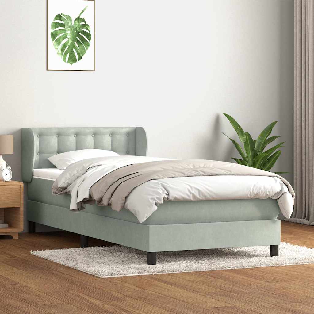 Box Spring krevet s madracem svijetlo sivi 80x220 cm samt