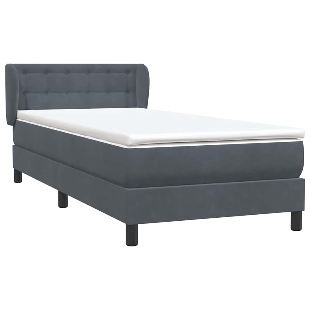 Box spring krevet s madracem tamnosivi 80 x 220 cm baršunasti