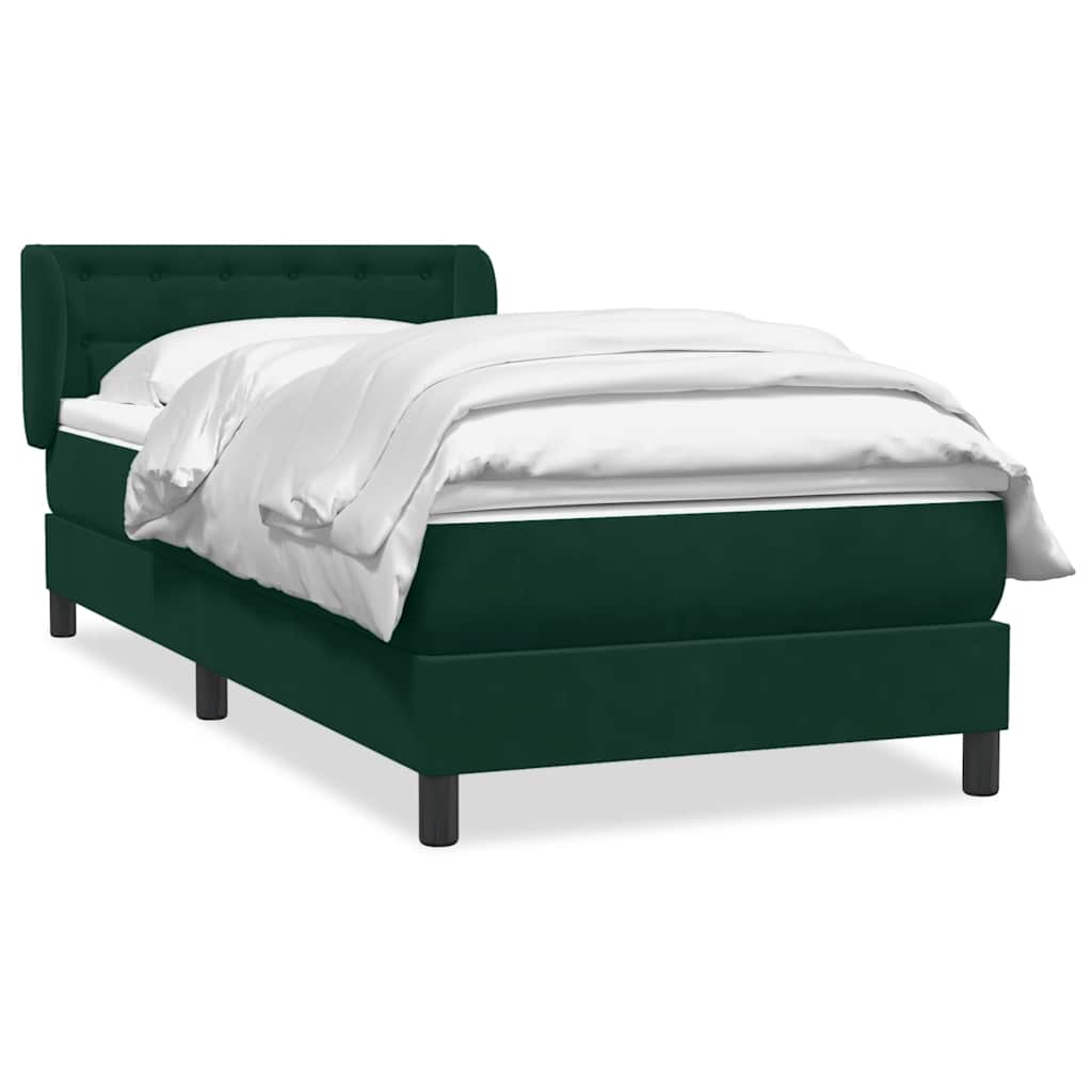 Box Spring krevet s madracem tamnozeleni 80x220 cm baršun