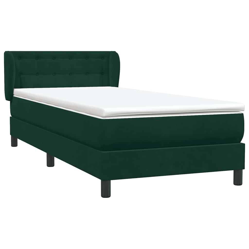 Box Spring krevet s madracem tamnozeleni 80x220 cm baršun