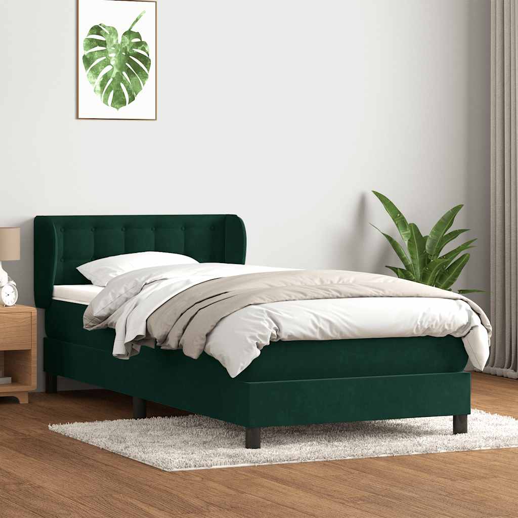 Box Spring krevet s madracem tamnozeleni 80x220 cm baršun