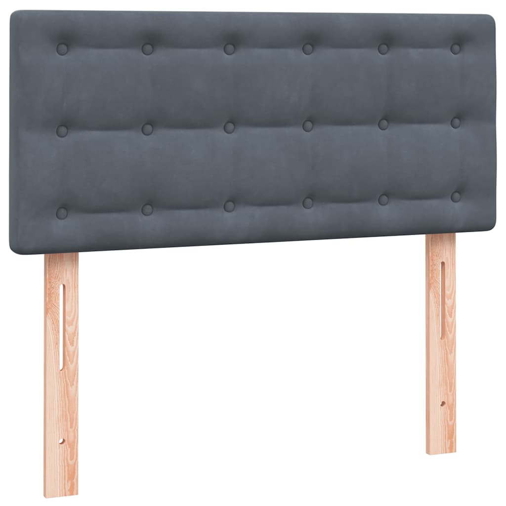 Box spring krevet s madracem tamnosivi 90x220 cm baršunasti