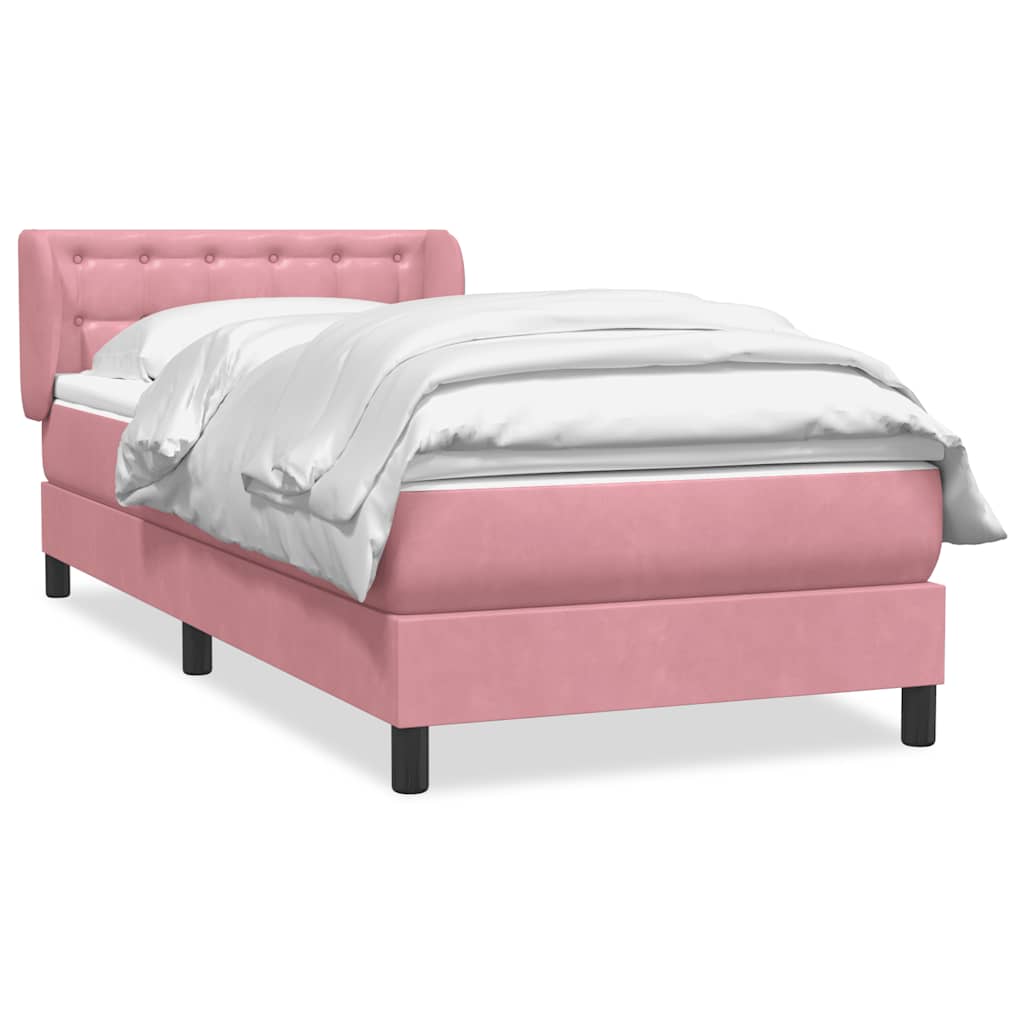 Box spring krevet s madracem ružičasti 90x220 cm baršunasti