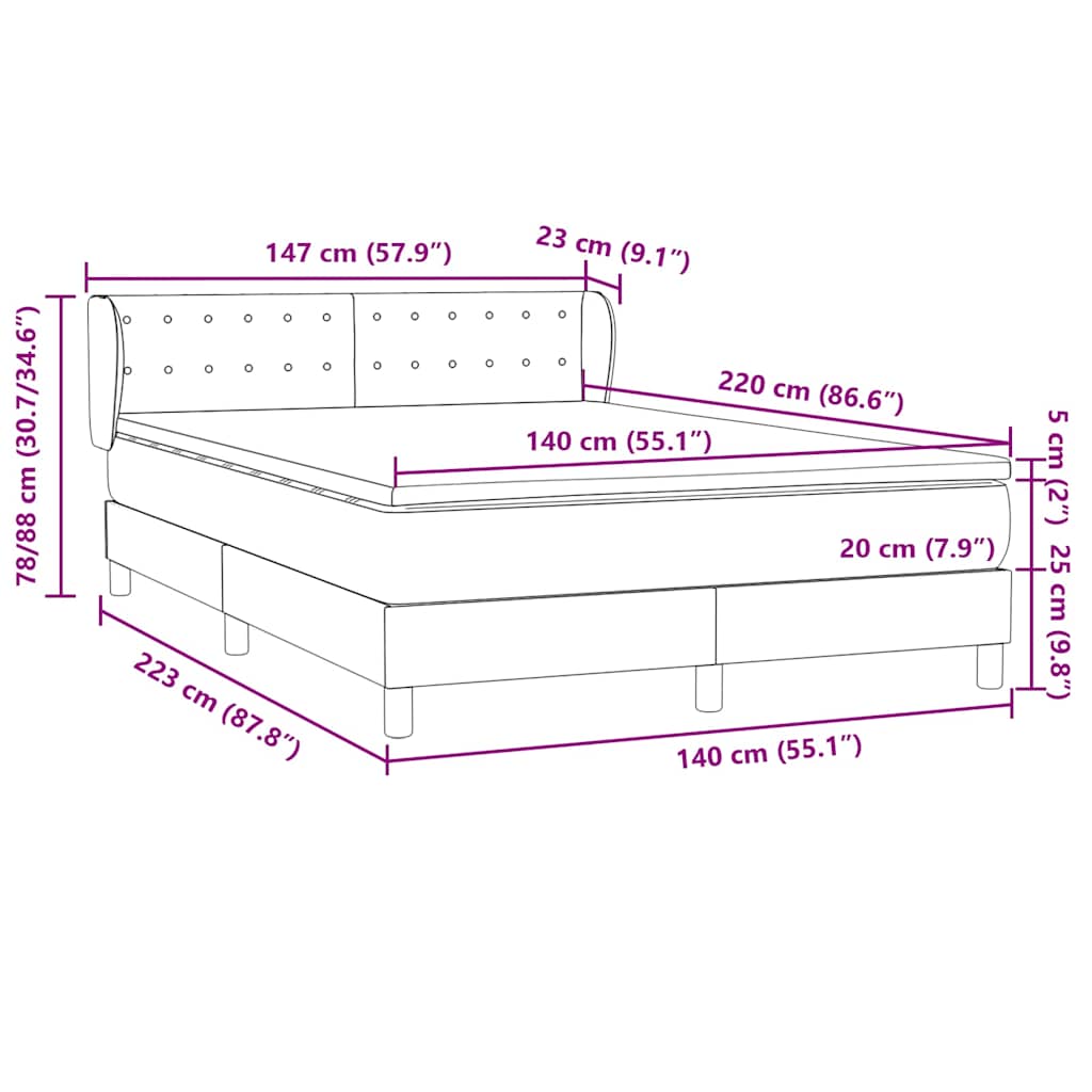 Box Spring krevet s madracem ružičasti 140x220 cm baršun