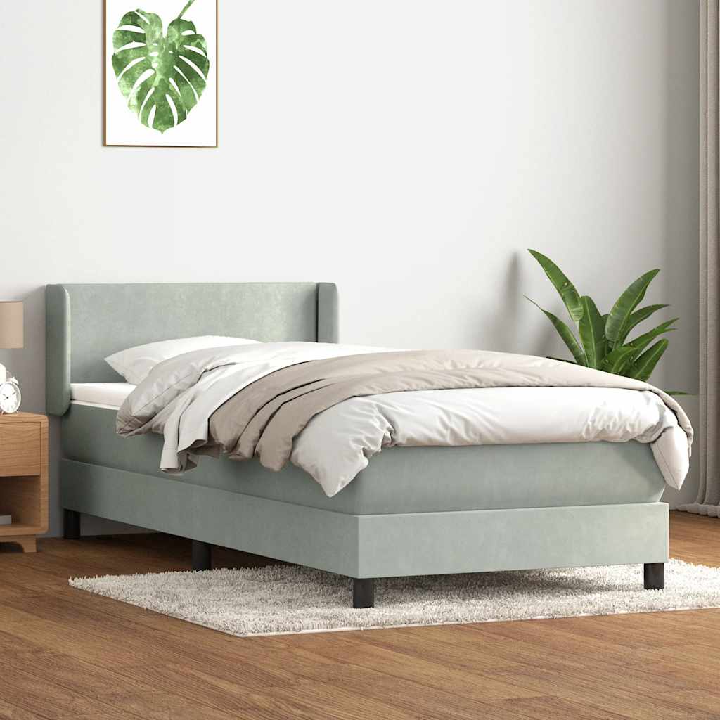 Box Spring krevet s madracem svijetlo sivi 80x210 cm baršun