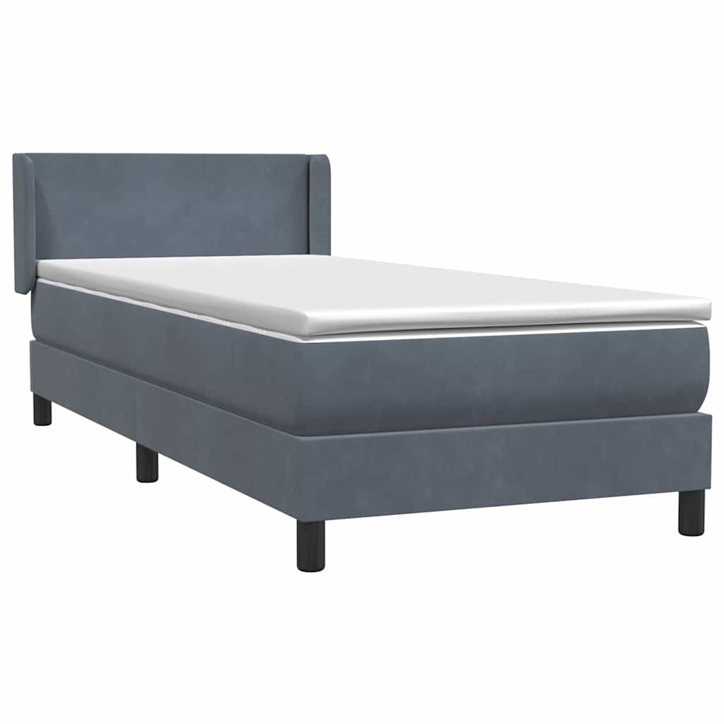 Box Spring krevet s madracem tamno sivi 80x210 cm baršun