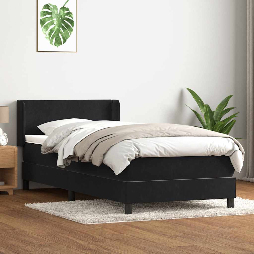 Box spring krevet s madracem crni 90x210 cm baršunasti