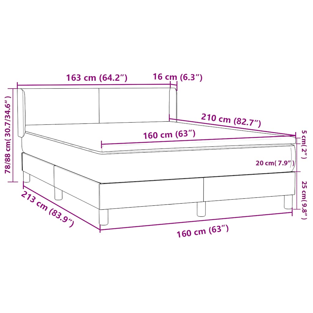 Box spring krevet s madracem crni 160x210 cm baršunasti