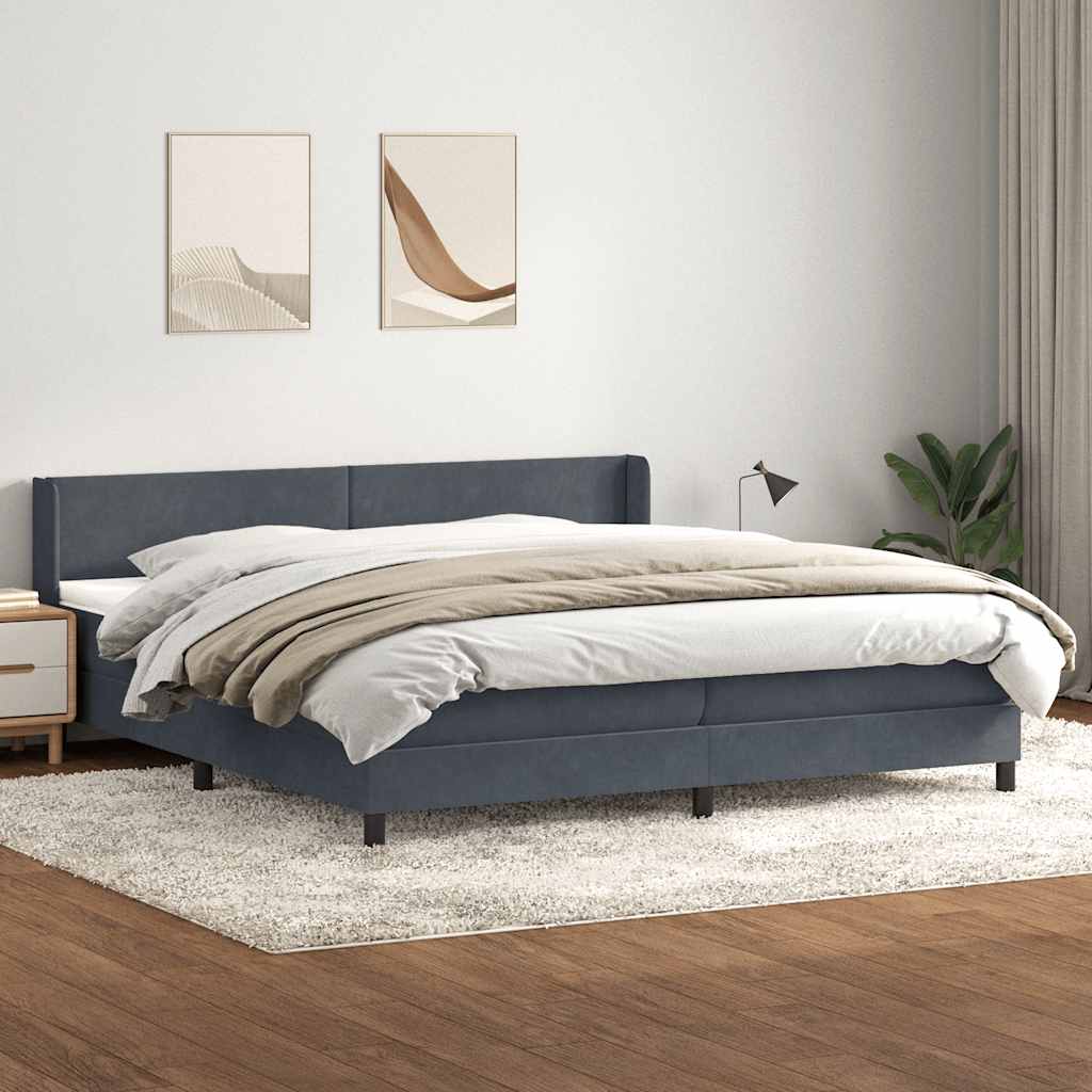 Krevet s oprugama i madracem tamnosivi 180x210 cm baršunasti