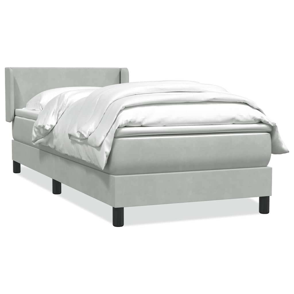Box Spring krevet s madracem svijetlo sivi 80x220 cm samt