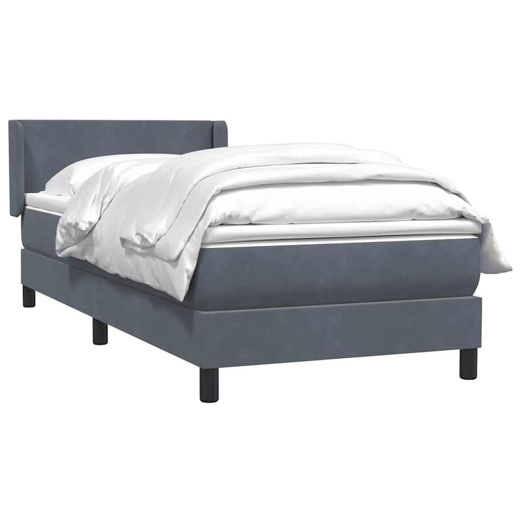 Box spring krevet s madracem tamnosivi 80 x 220 cm baršunasti