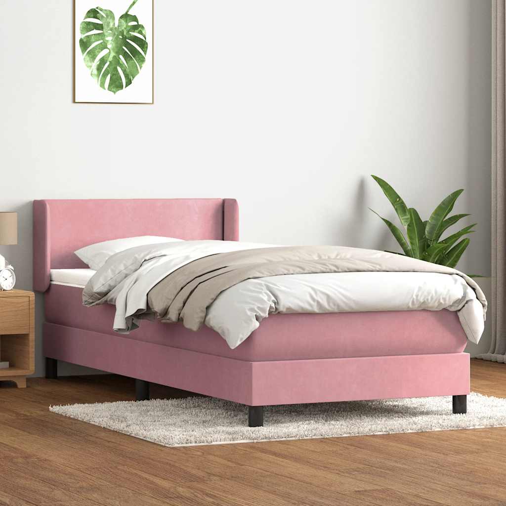 Box spring krevet s madracem ružičasti 90x220 cm baršunasti