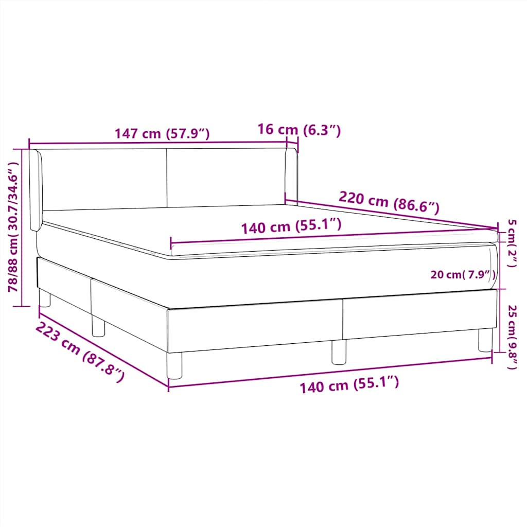 Box Spring krevet s madracem ružičasti 140x220 cm baršun