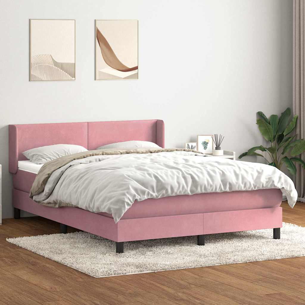 Box Spring krevet s madracem ružičasti 140x220 cm baršun