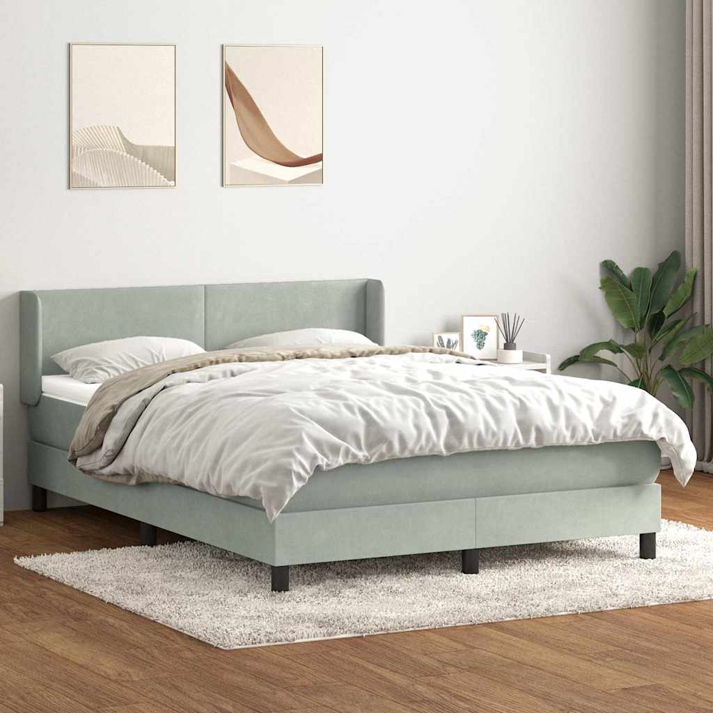 Krevet s oprugama i madracem svjetlosivi 160x220 cm baršunasti
