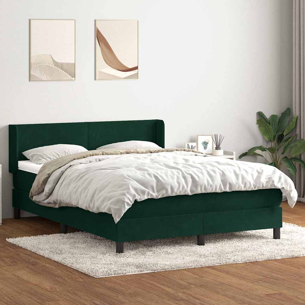Box Spring krevet s madracem tamno zeleni 160x220 cm baršun