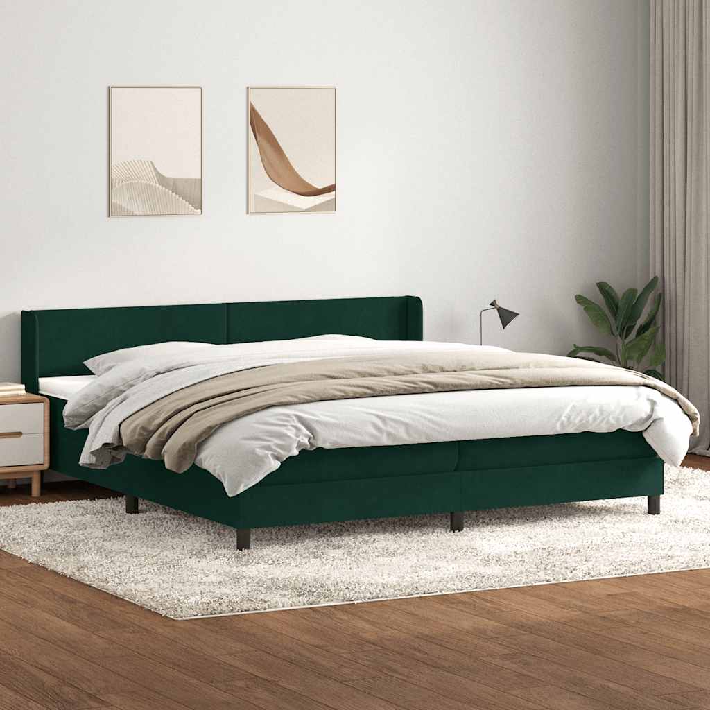 Krevet s oprugama i madracem tamnozeleni 180x220 cm baršunasti