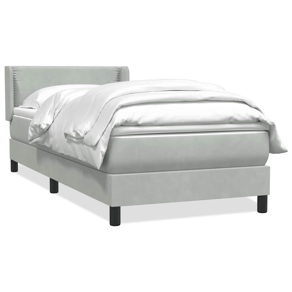 Box Spring krevet s madracem svijetlo sivi 80x210 cm baršun