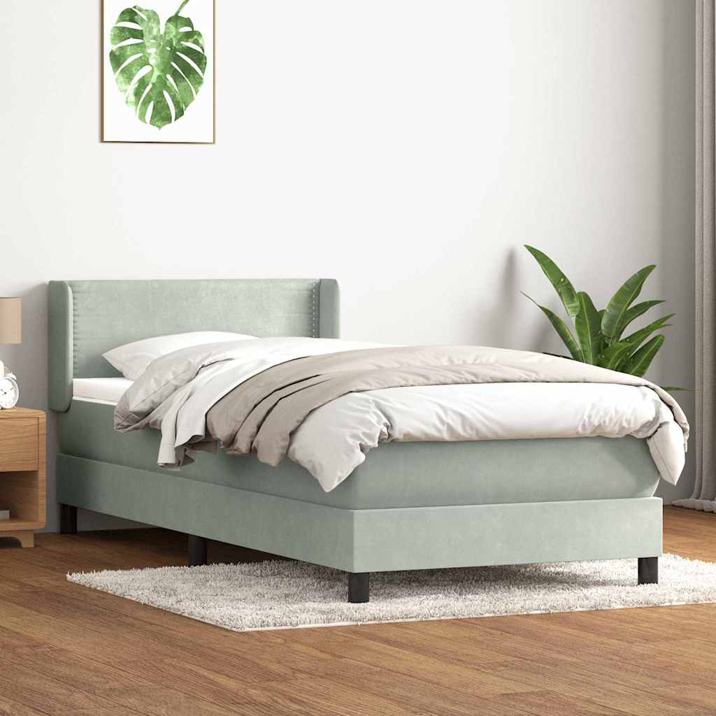 Box Spring krevet s madracem svijetlo sivi 80x210 cm baršun