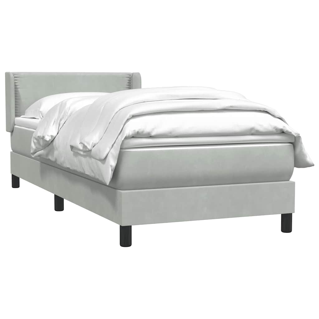 Box Spring krevet s madracem svijetlo sivi 90x210 cm baršun