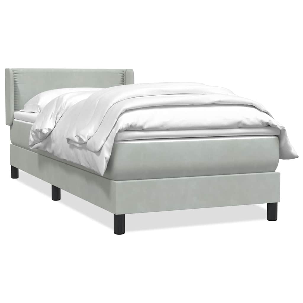 Box Spring krevet s madracem svijetlo sivi 90x220 cm baršun