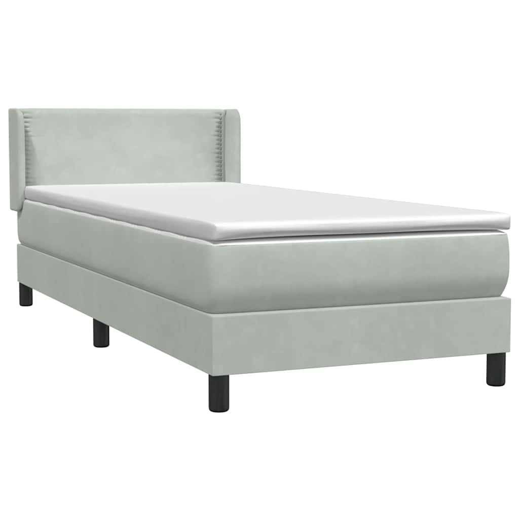 Box Spring krevet s madracem svijetlo sivi 90x220 cm baršun