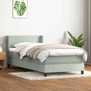Box Spring krevet s madracem svijetlo sivi 90x220 cm baršun