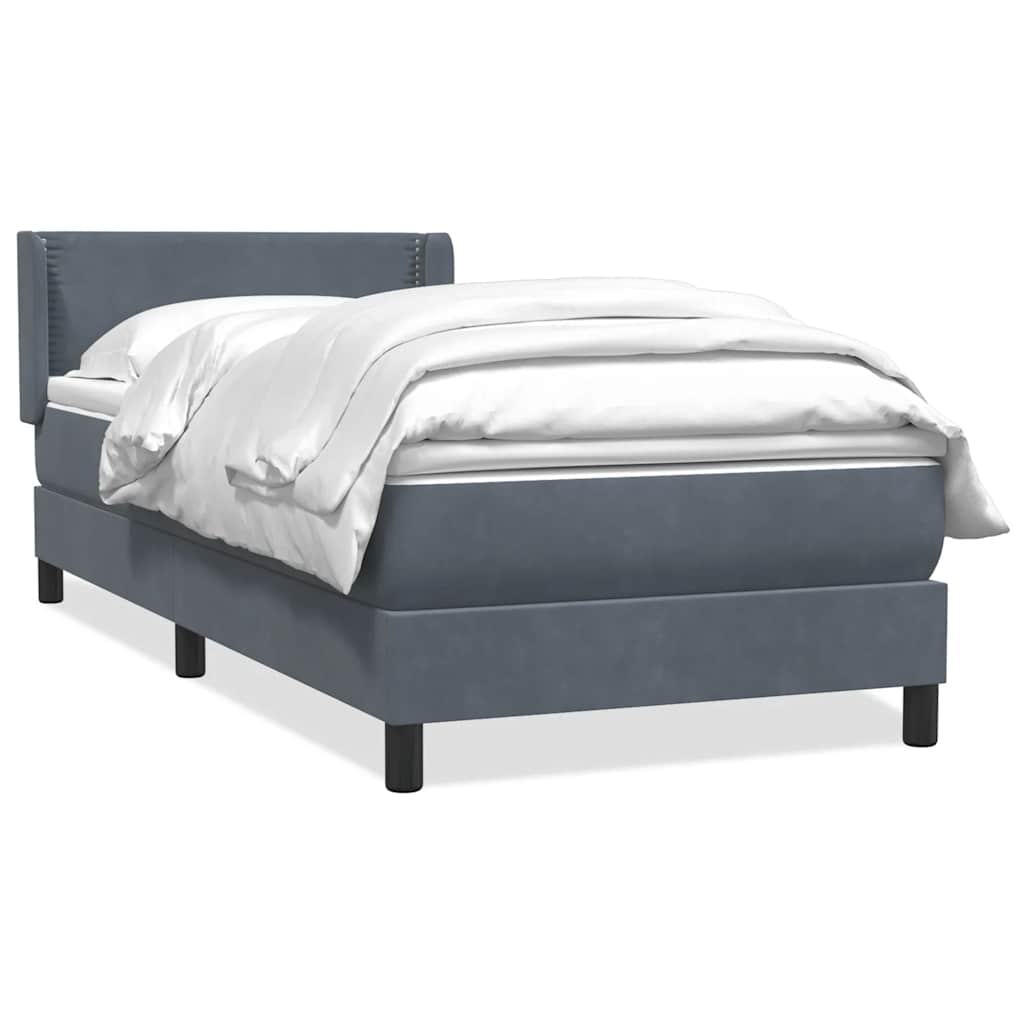 Box spring krevet s madracem tamnosivi 90x220 cm baršunasti