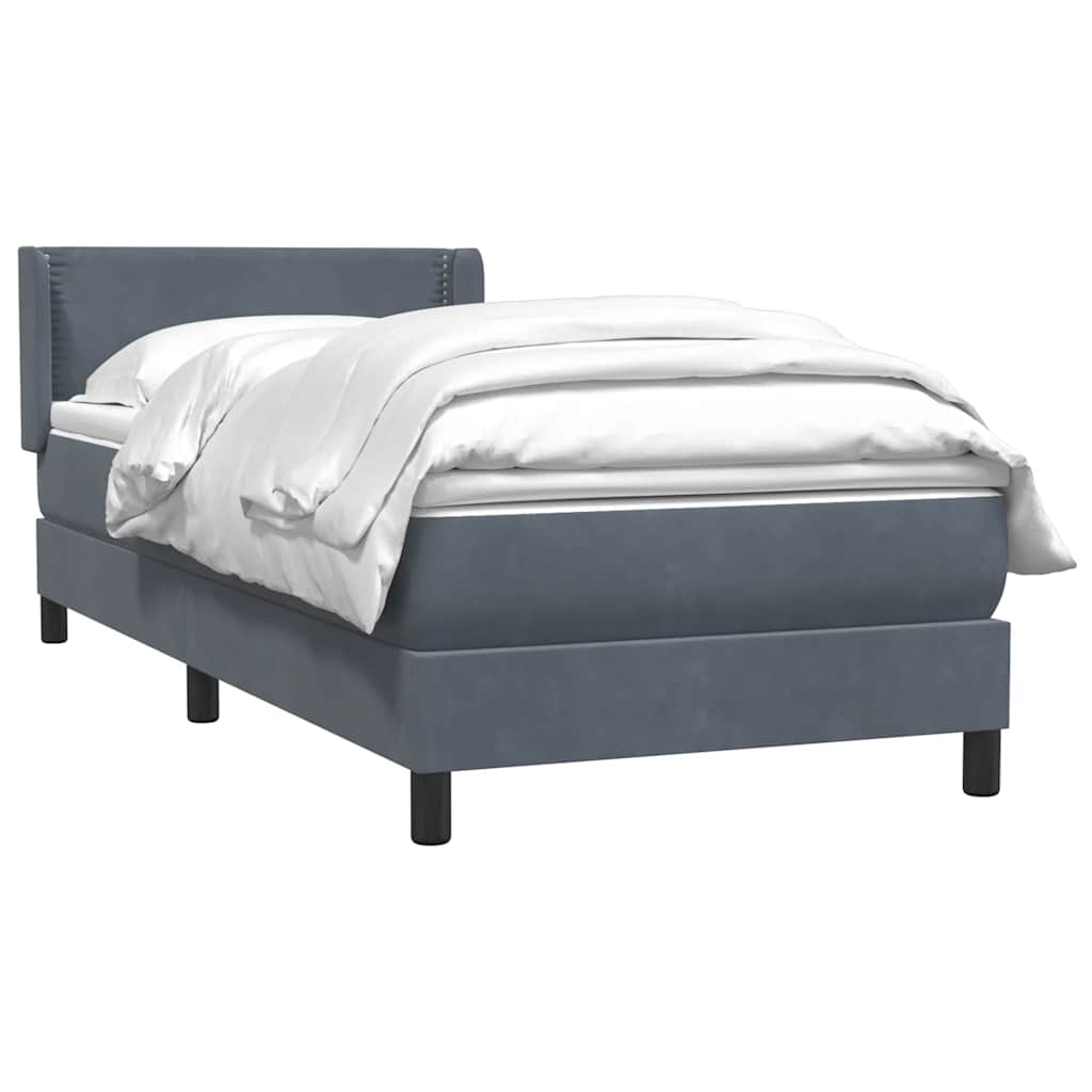 Box spring krevet s madracem tamnosivi 90x220 cm baršunasti