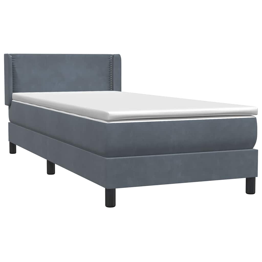 Box spring krevet s madracem tamnosivi 90x220 cm baršunasti