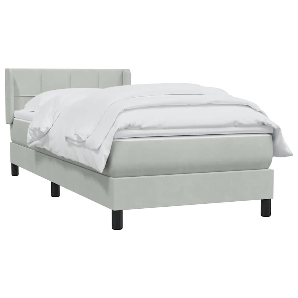 Box Spring krevet s madracem svijetlo sivi 80x210 cm baršun