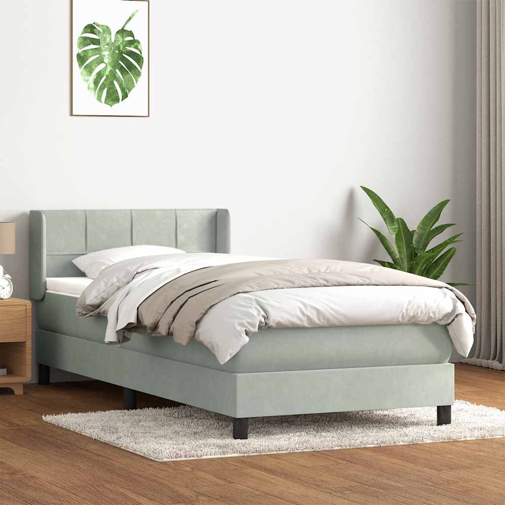 Box Spring krevet s madracem svijetlo sivi 80x210 cm baršun