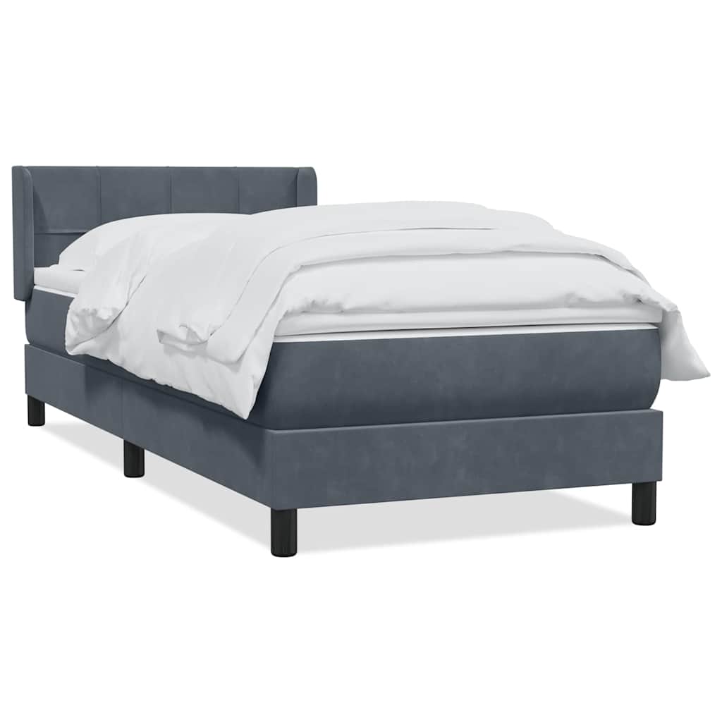 Box Spring krevet s madracem tamno sivi 80x210 cm baršun