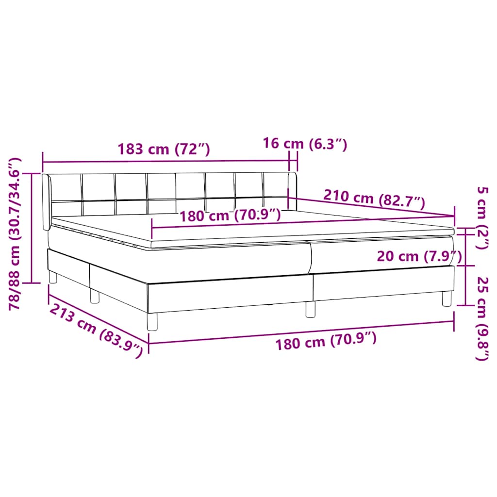 Krevet s oprugama i madracem tamnosivi 180x210 cm baršunasti
